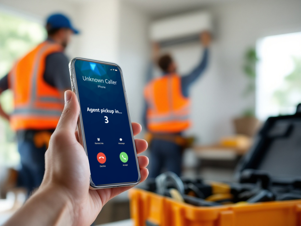 A tradie's phone lighting up with an incoming call while he's flat out on the tools
